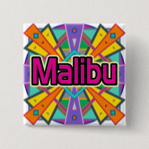 Badge Carré 5 Cm Bouton Joy Design "Malibu"