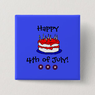Badge Carré 5 Cm Bouton Joyeux 4 juillet