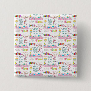 Badge Carré 5 Cm Bouton Joyeux Anniversaire Famille Surprise