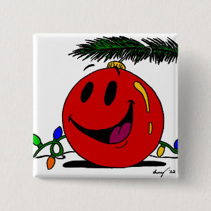 Badge Carré 5 Cm Bouton joyeux ornement