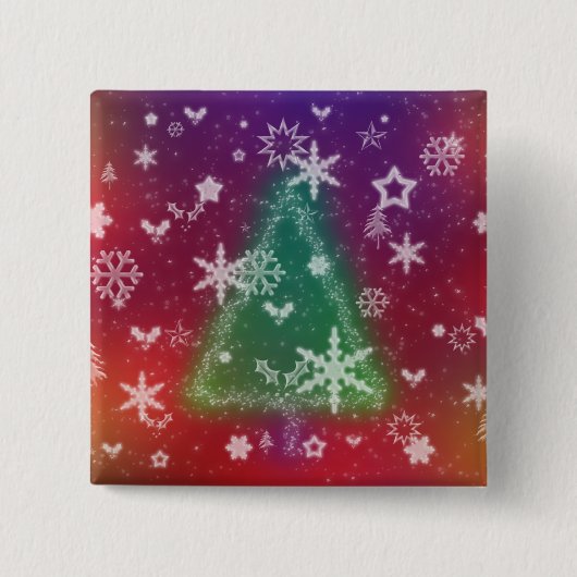 Badge Carré 5 Cm Bouton Joyeux Petit Noël (Devant)