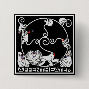 Badge Carré 5 Cm Bouton : Jugendstil - Affentheater