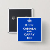 Badge Carré 5 Cm Bouton Kamala Harris - Conserver le calme (Devant & derrière)