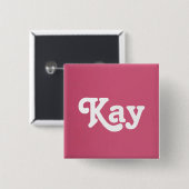 Badge Carré 5 Cm Bouton Kay (Devant & derrière)