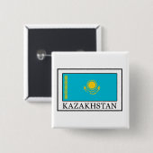 Badge Carré 5 Cm Bouton Kazakhstan (Devant & derrière)