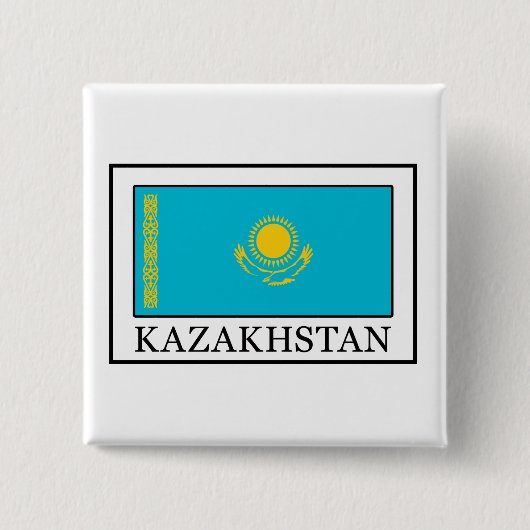 Badge Carré 5 Cm Bouton Kazakhstan (Devant)