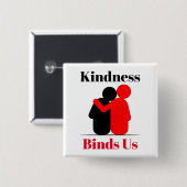Badge Carré 5 Cm Bouton Kindness nous lie (Devant & derrière)