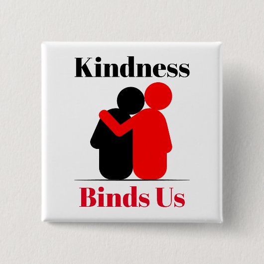 Badge Carré 5 Cm Bouton Kindness nous lie (Devant)