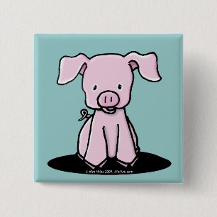 Badge Carré 5 Cm Bouton KiniArt Piglet Pin