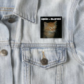 Badge Carré 5 Cm Bouton Kitty "MIND = BLOWN" (En situation)