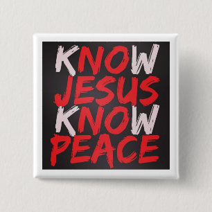 Badge Carré 5 Cm Bouton kNOw JESUS kNOw PEACE