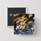 Badge Carré 5 Cm Bouton Koi Fish (Devant & derrière)