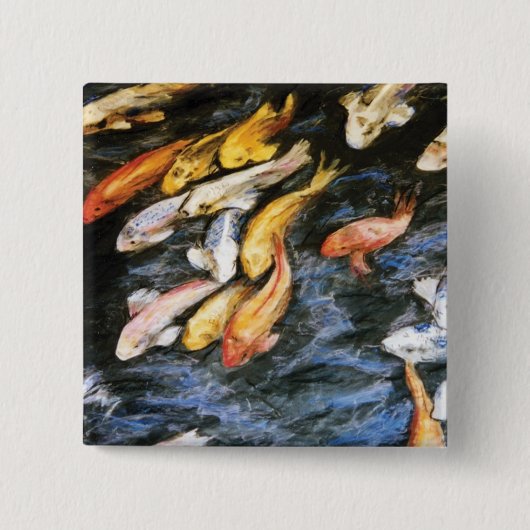Badge Carré 5 Cm Bouton Koi Fish (Devant)