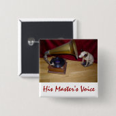 Badge Carré 5 Cm Bouton - la voix de son maître (Devant & derrière)