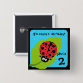 Badge Carré 5 Cm Bouton Ladybug personnalisé (Devant & derrière)