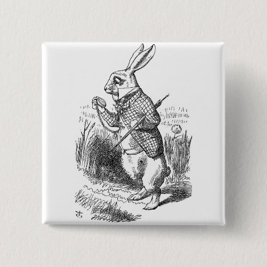 Badge Carré 5 Cm Bouton Lapin (Devant)