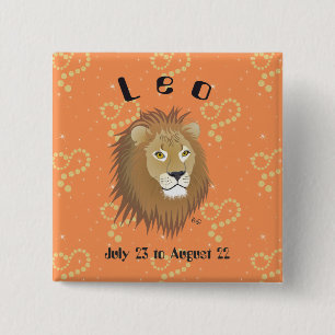 Badge Carré 5 Cm Bouton Leo du 23 juillet au 22 août