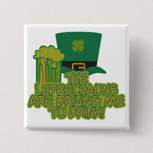 Badge Carré 5 Cm Bouton Leprechaun