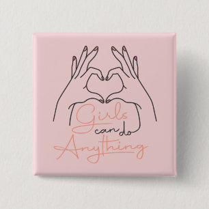 Badge Carré 5 Cm Bouton Les Filles Peuvent Tout Faire