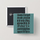 Badge Carré 5 Cm Bouton Lettres gothiques (Devant & derrière)