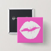 Badge Carré 5 Cm Bouton Lèvres blanches (Devant & derrière)