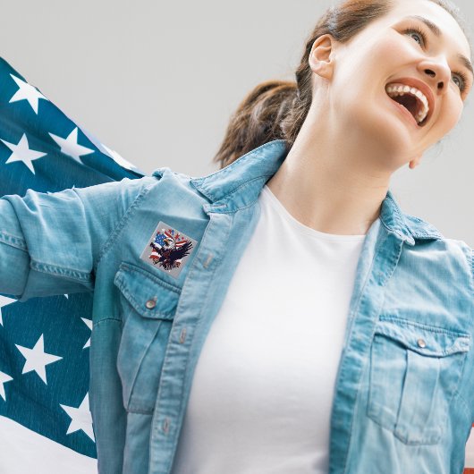 Badge Carré 5 Cm Bouton Liberté de l'aigle