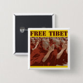 Badge Carré 5 Cm Bouton libre de moines bouddhistes du Thibet (Devant & derrière)