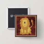 Badge Carré 5 Cm Bouton Lion (Devant & derrière)
