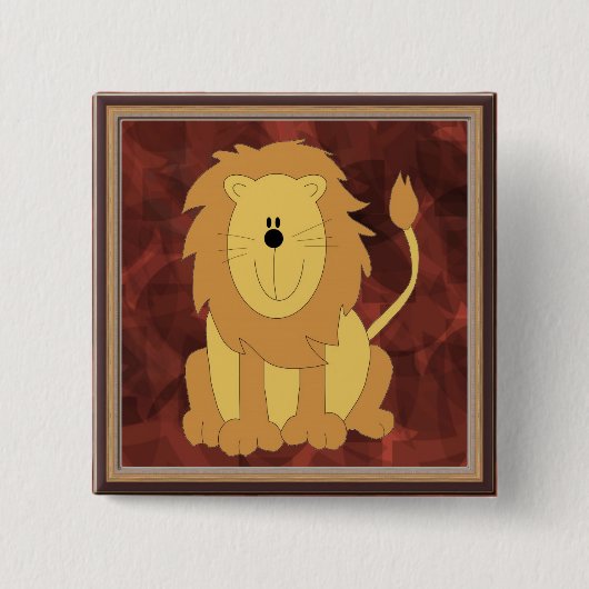 Badge Carré 5 Cm Bouton Lion (Devant)