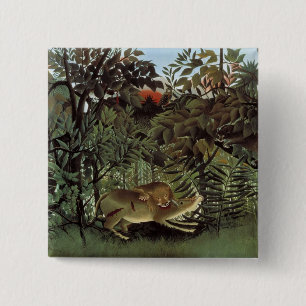 Badge Carré 5 Cm Bouton Lion affamé de Rousseau