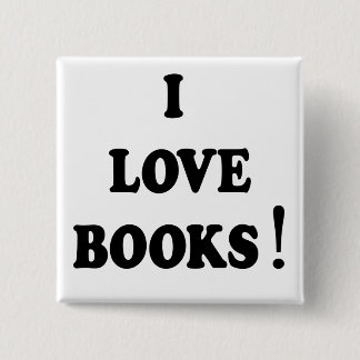 Badge Carré 5 Cm Bouton Livres noirs "I Love Books"
