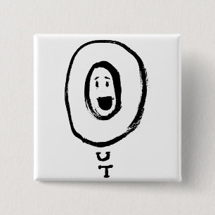 Badge Carré 5 Cm Bouton LOL Out
