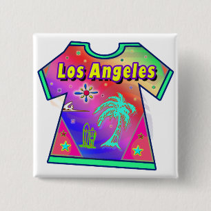Badge Carré 5 Cm Bouton "Los Angeles Vivid 3"