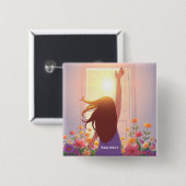 Badge Carré 5 Cm Bouton Louange (Devant & derrière)