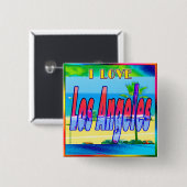 Badge Carré 5 Cm Bouton "Lovely Los Angeles 2" (Devant & derrière)