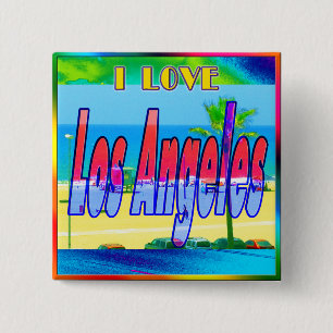 Badge Carré 5 Cm Bouton "Lovely Los Angeles 2"