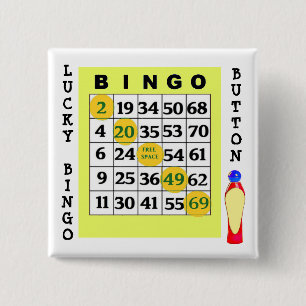 Badge Carré 5 Cm Bouton Lucky BINGO Bouton Cartes vertes