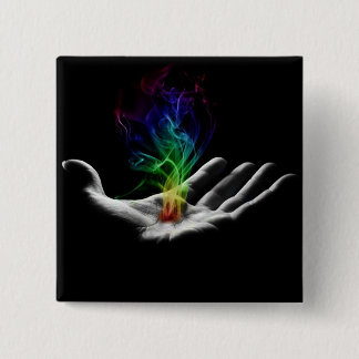 Badge Carré 5 Cm Bouton magique de main