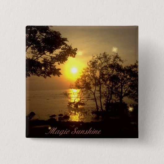 Badge Carré 5 Cm Bouton Magique Sunshine (Devant)