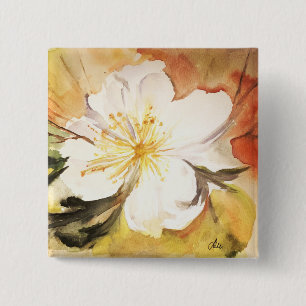Badge Carré 5 Cm Bouton Magnolia doux