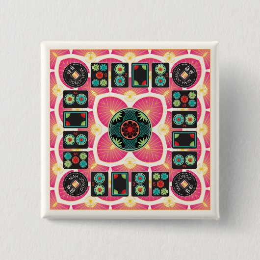 Badge Carré 5 Cm Bouton Mah Jongg Fan 2025 (Devant)
