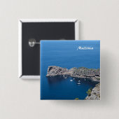 Badge Carré 5 Cm Bouton Majorque (Devant & derrière)