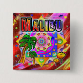 Badge Carré 5 Cm Bouton Malibu Tropical Friends (Devant)