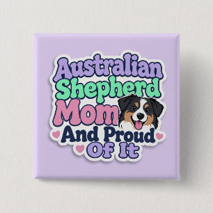 Badge Carré 5 Cm Bouton Maman Berger Australien et Fière