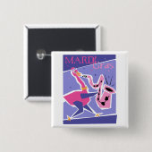 Badge Carré 5 Cm Bouton Mardi Gras (Devant & derrière)
