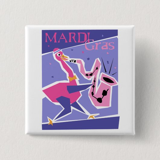 Badge Carré 5 Cm Bouton Mardi Gras (Devant)