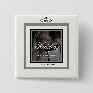 Badge Carré 5 Cm Bouton mariage blanc