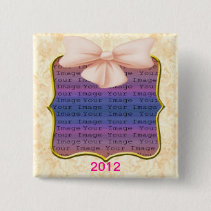 Badge Carré 5 Cm Bouton Mariage Bow rose