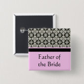 Badge Carré 5 Cm Bouton mariage damassé pour père, frère (Devant & derrière)