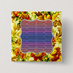 Badge Carré 5 Cm Bouton Mariage du printemps